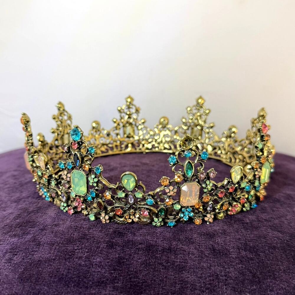 Fantasy Queen Crown Tiara Rhinestone Renaissance Fairy Cosplay Headpiece